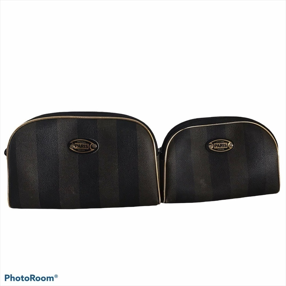 NWOT - Vintage Matryoshka Makeup Bags - 2 Original Paris Design Wide Stripe Bags